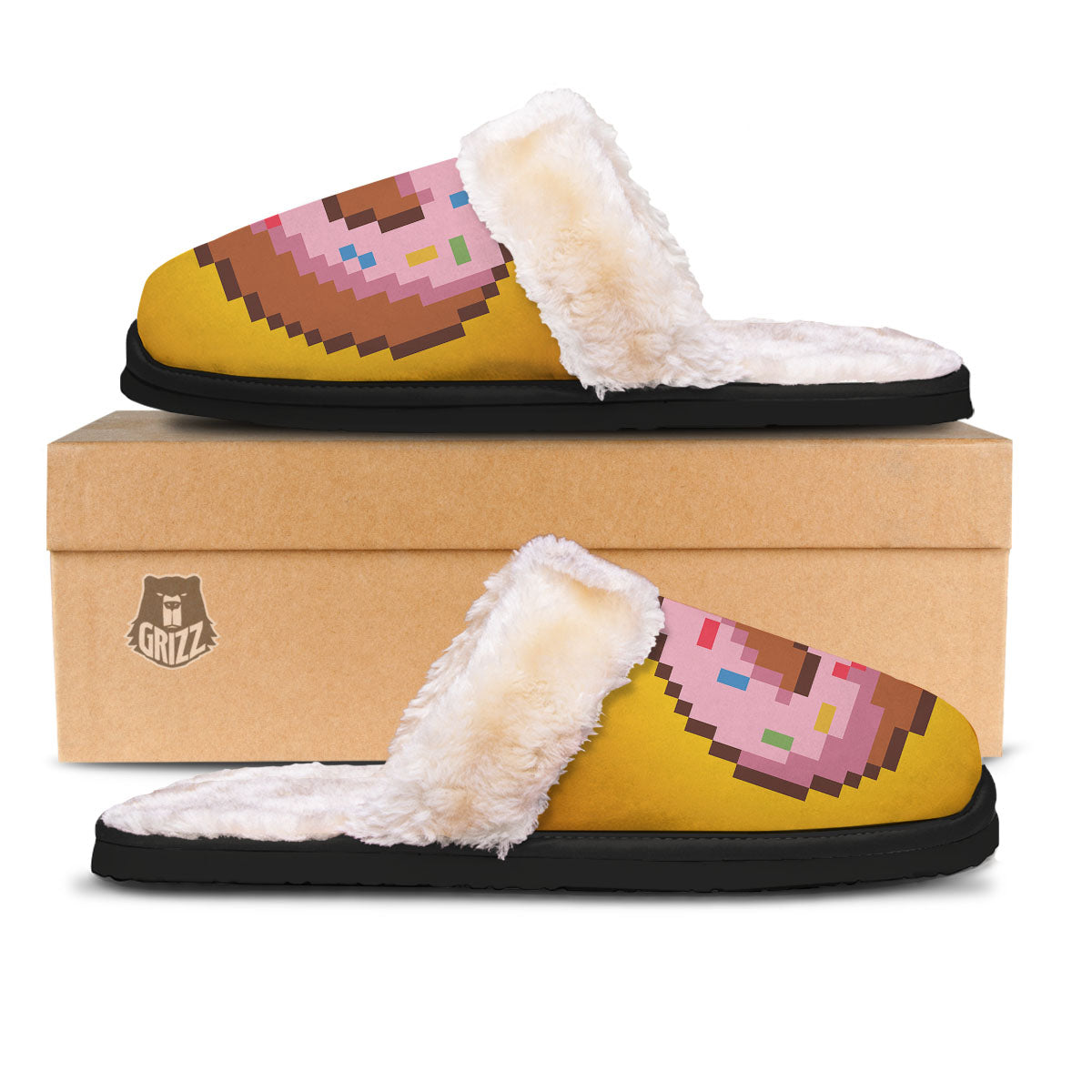 Donut 8-Bit Pixel Print Slippers-grizzshop