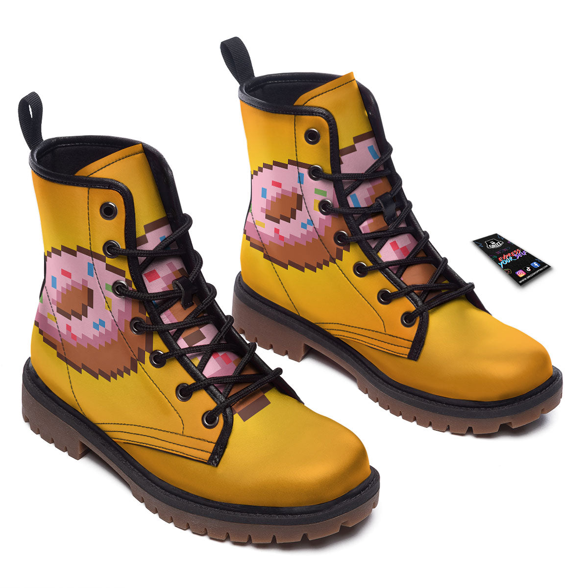 Donut 8-Bit Pixel Print Work Boots-grizzshop