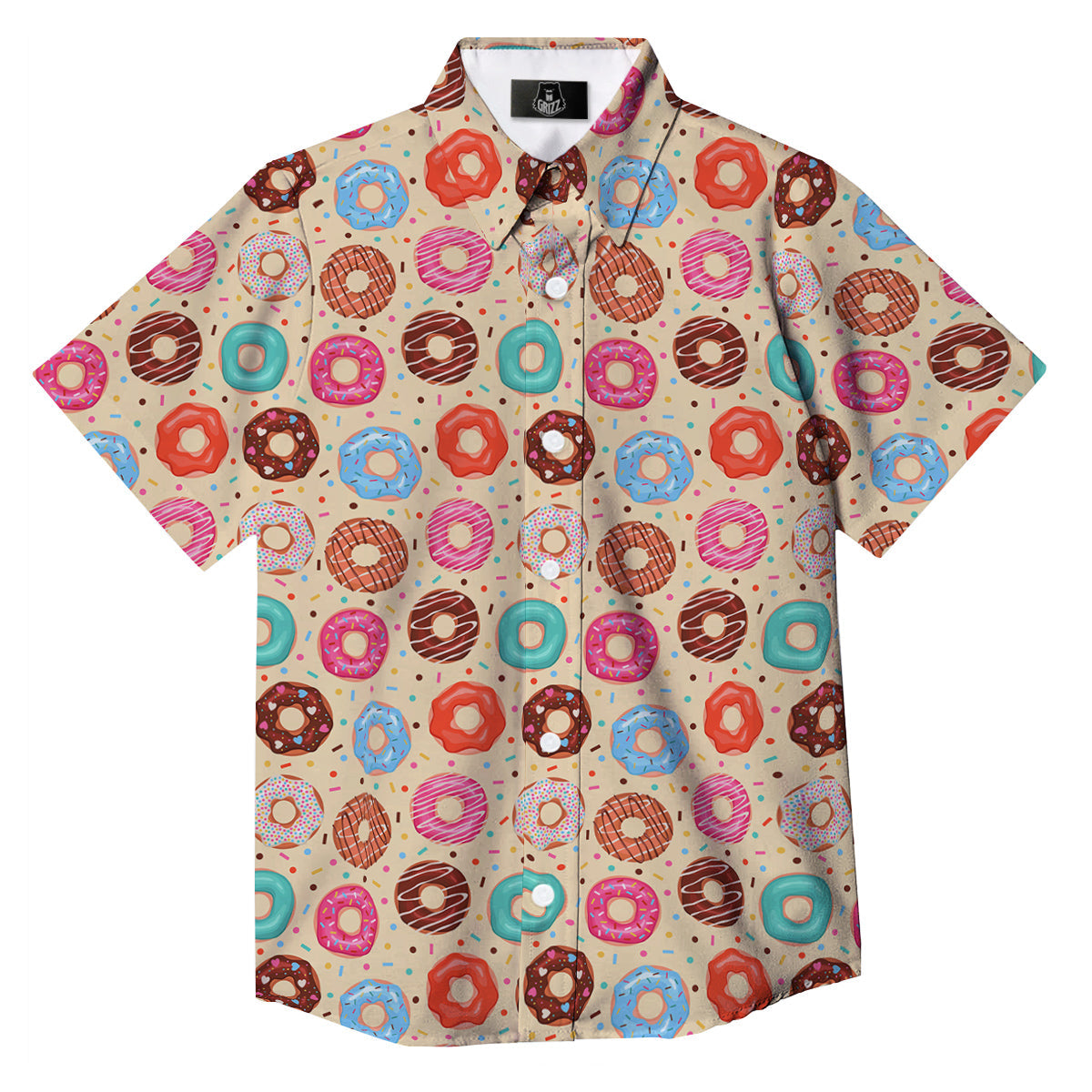Donut Colorful Print Pattern Button Up Shirt-grizzshop