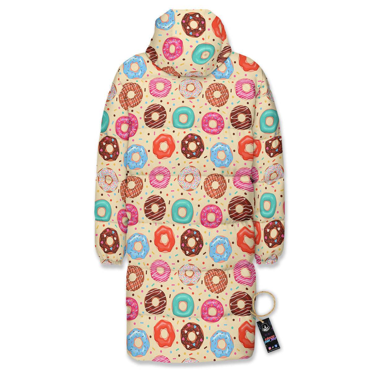 Donut Colorful Print Pattern Long Down Jacket-grizzshop