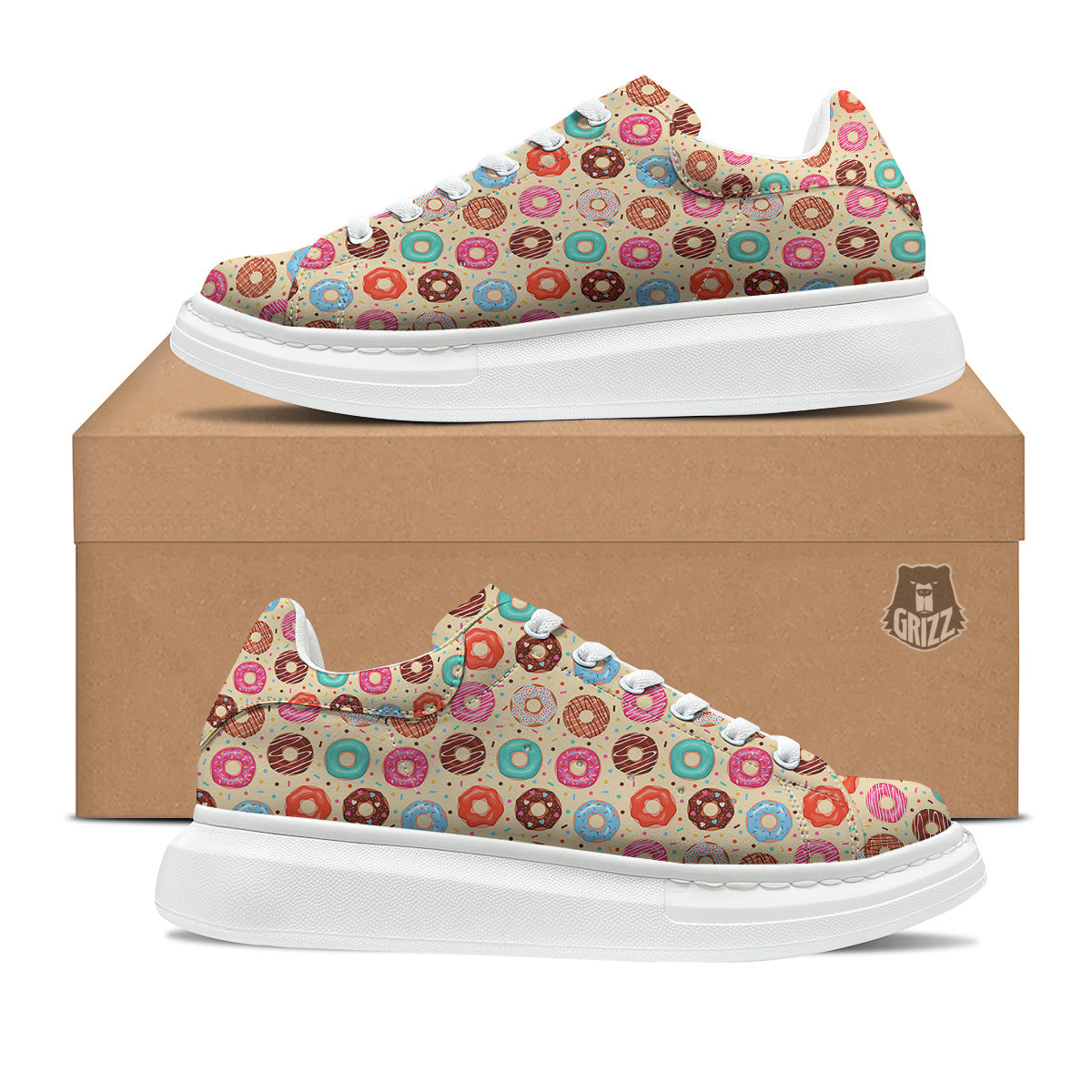 Donut Colorful Print Pattern Platform Shoes-grizzshop