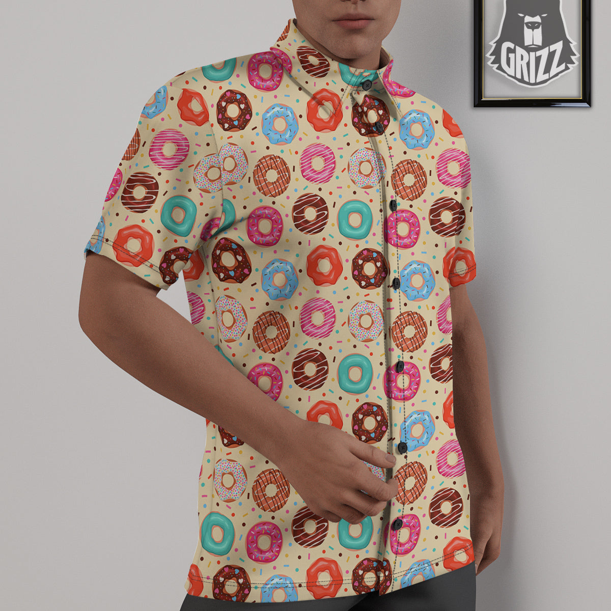 Donut Colorful Print Pattern Untucked Shirts-grizzshop