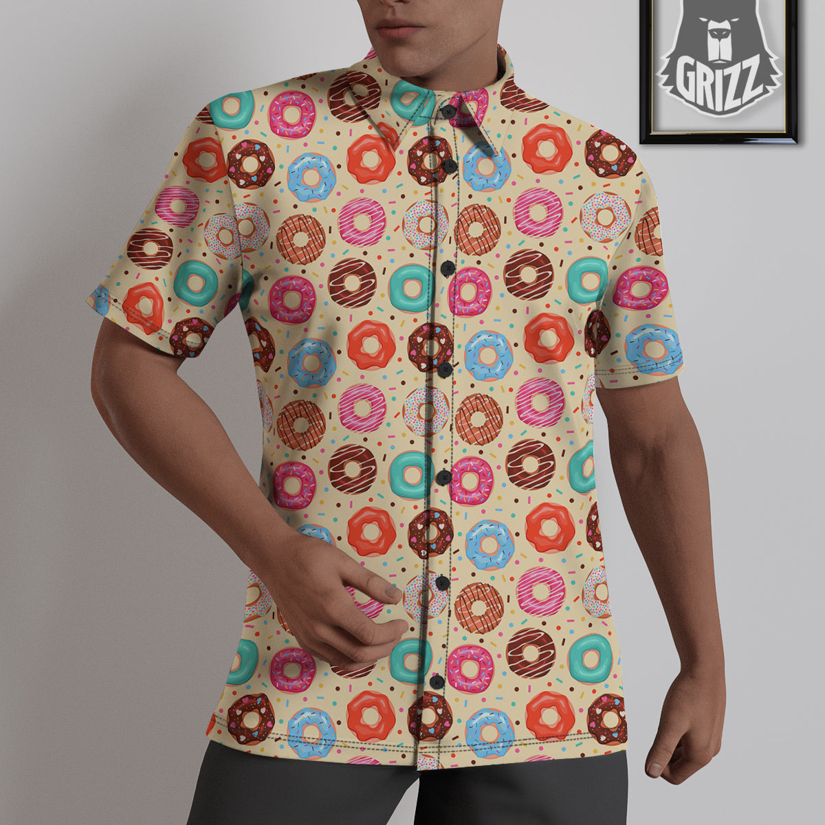Donut Colorful Print Pattern Untucked Shirts-grizzshop