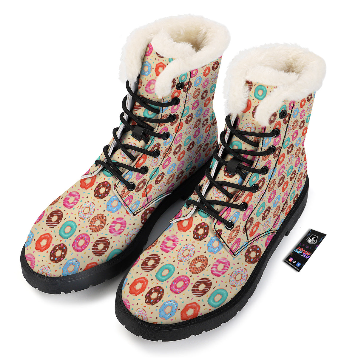 Donut Colorful Print Pattern Winter Boots-grizzshop