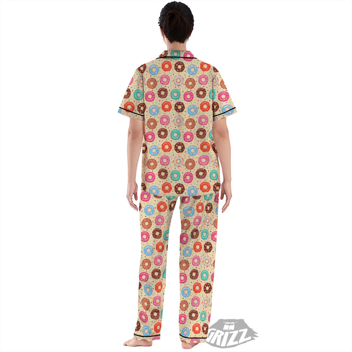 Donut Colorful Print Pattern Women's Pajamas Set-grizzshop