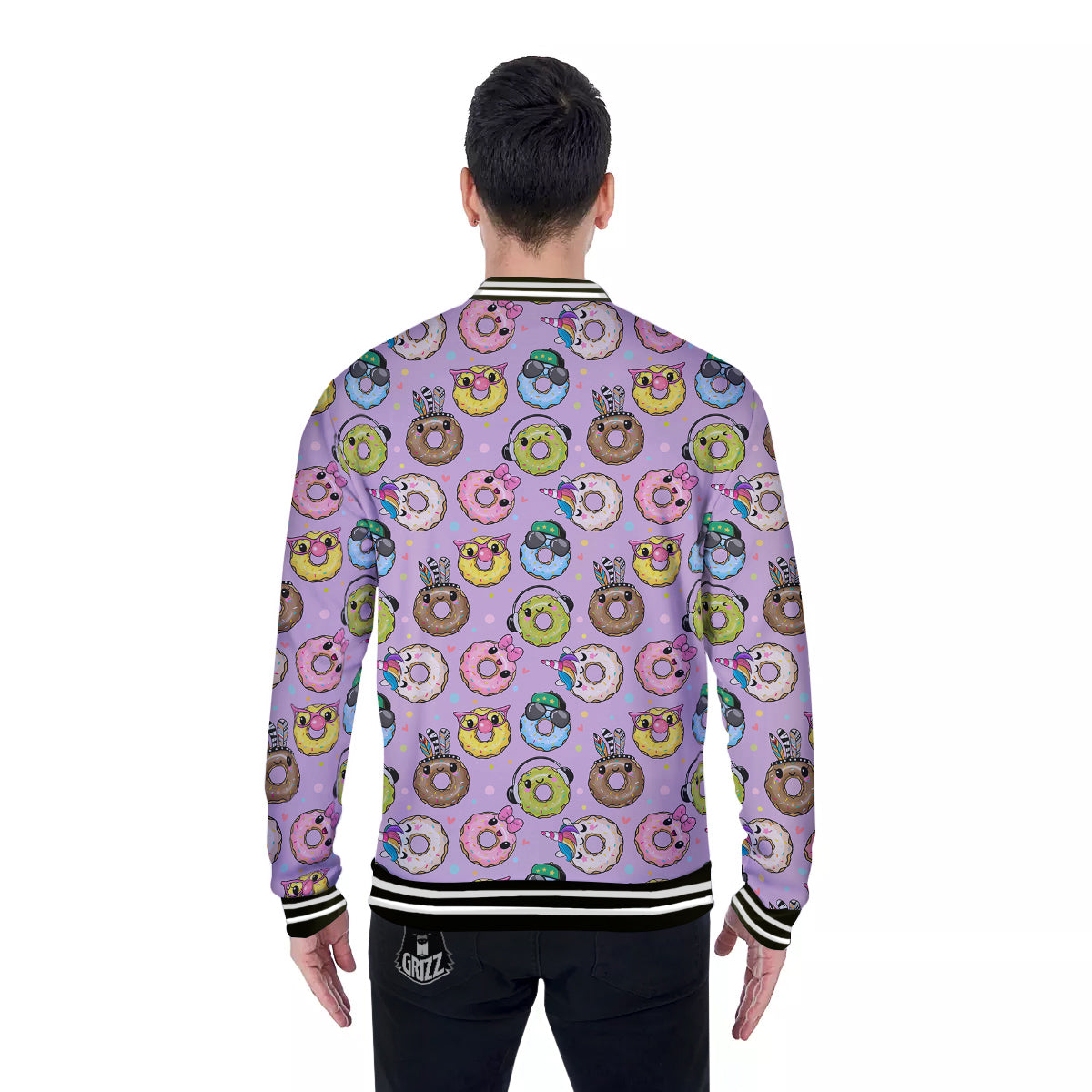 Donut Cute Print Pattern Baseball Jacket-grizzshop