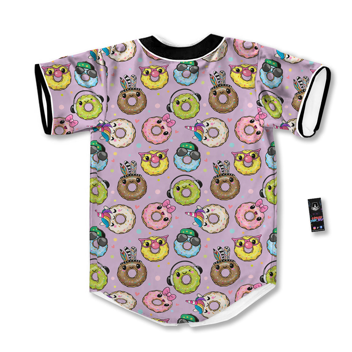 Donut Cute Print Pattern Baseball Jersey-grizzshop