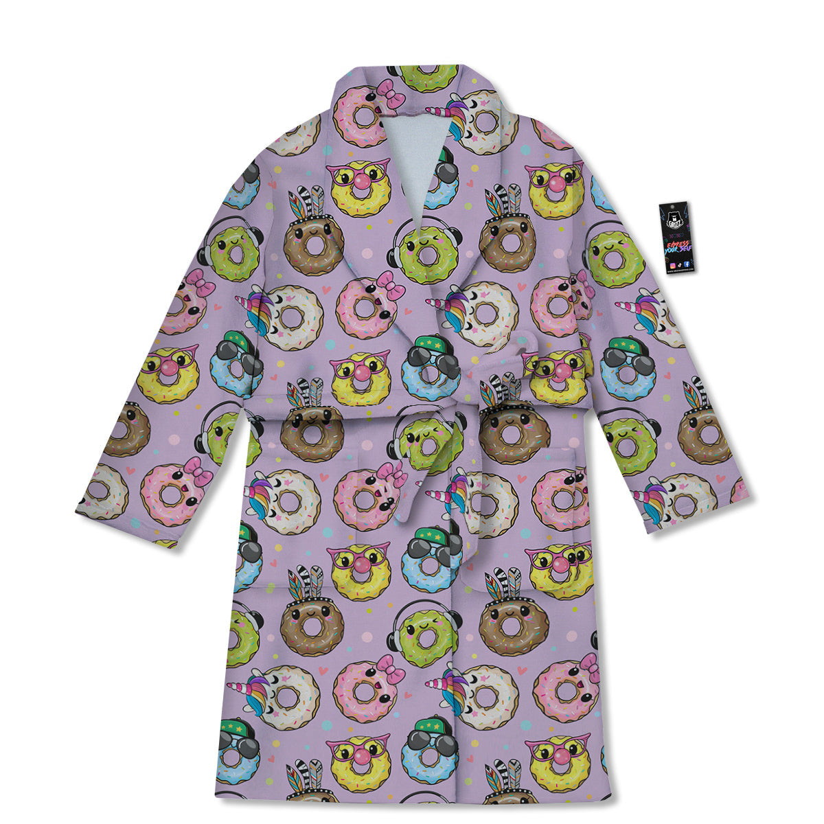 Donut Cute Print Pattern Bathrobe-grizzshop