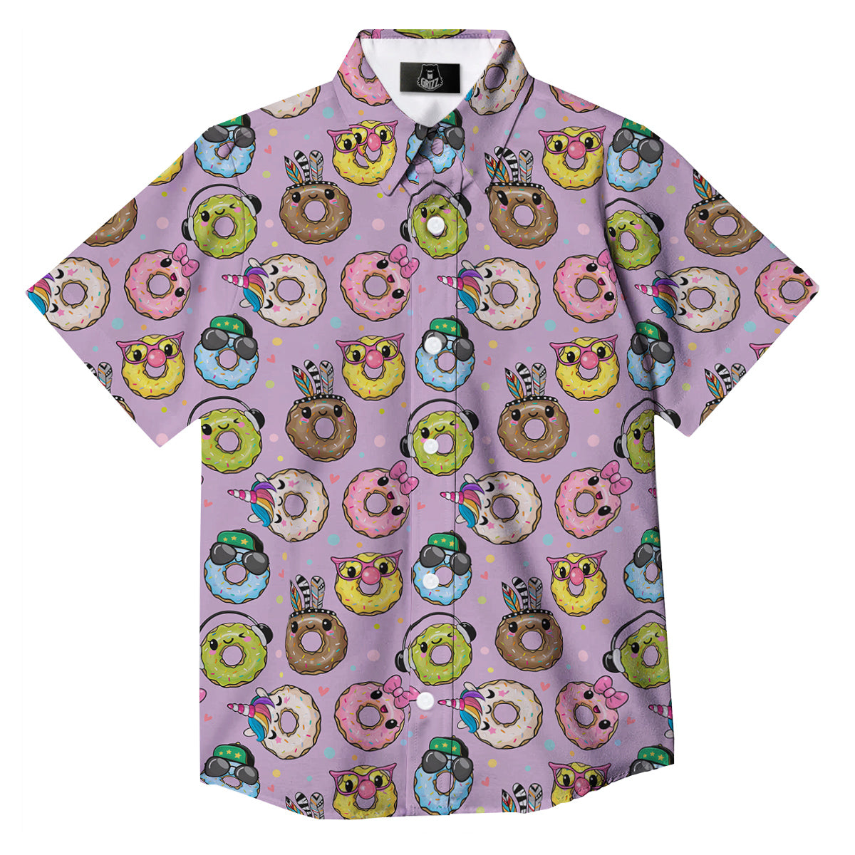 Donut Cute Print Pattern Button Up Shirt-grizzshop