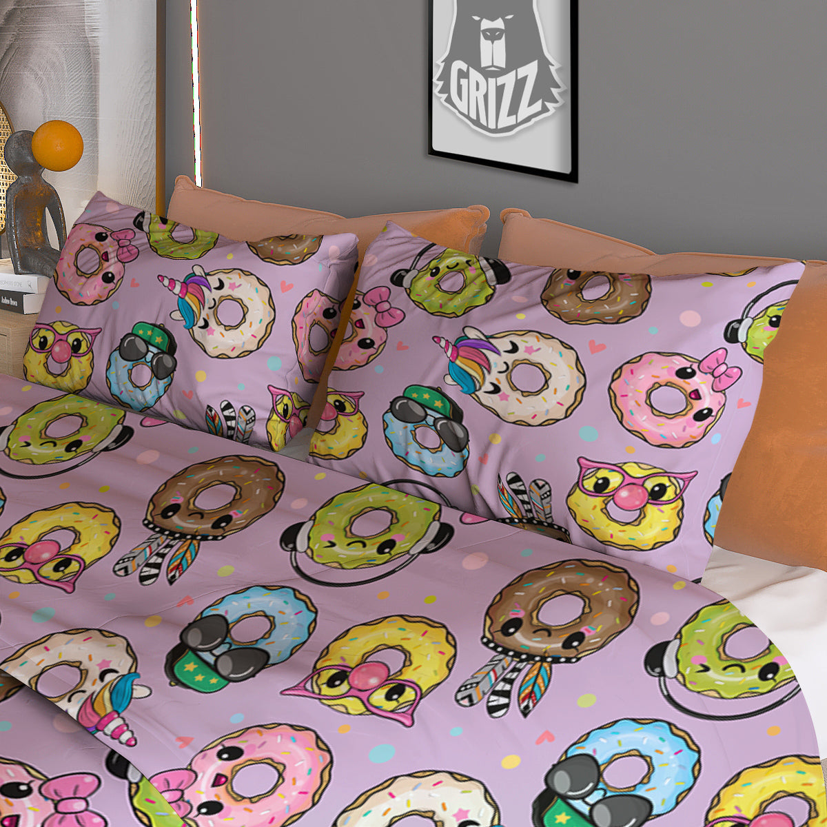 Donut Cute Print Pattern Duvet Cover Bedding Set