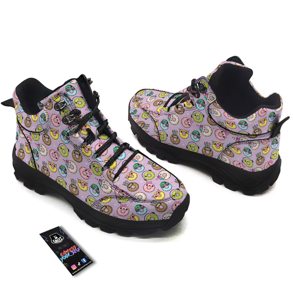 Donut Cute Print Pattern Hiking Shoes-grizzshop