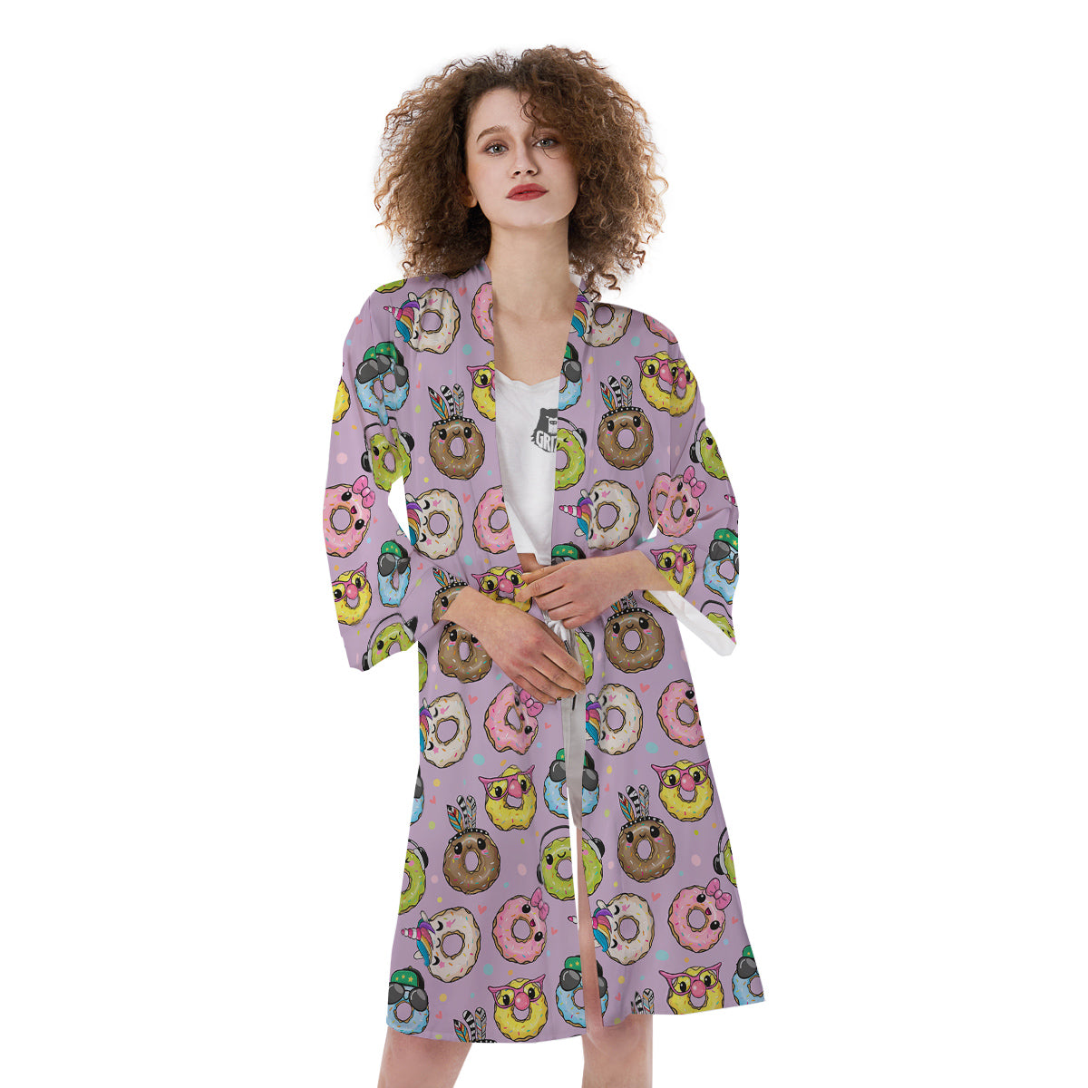 Donut Cute Print Pattern Kimono-grizzshop