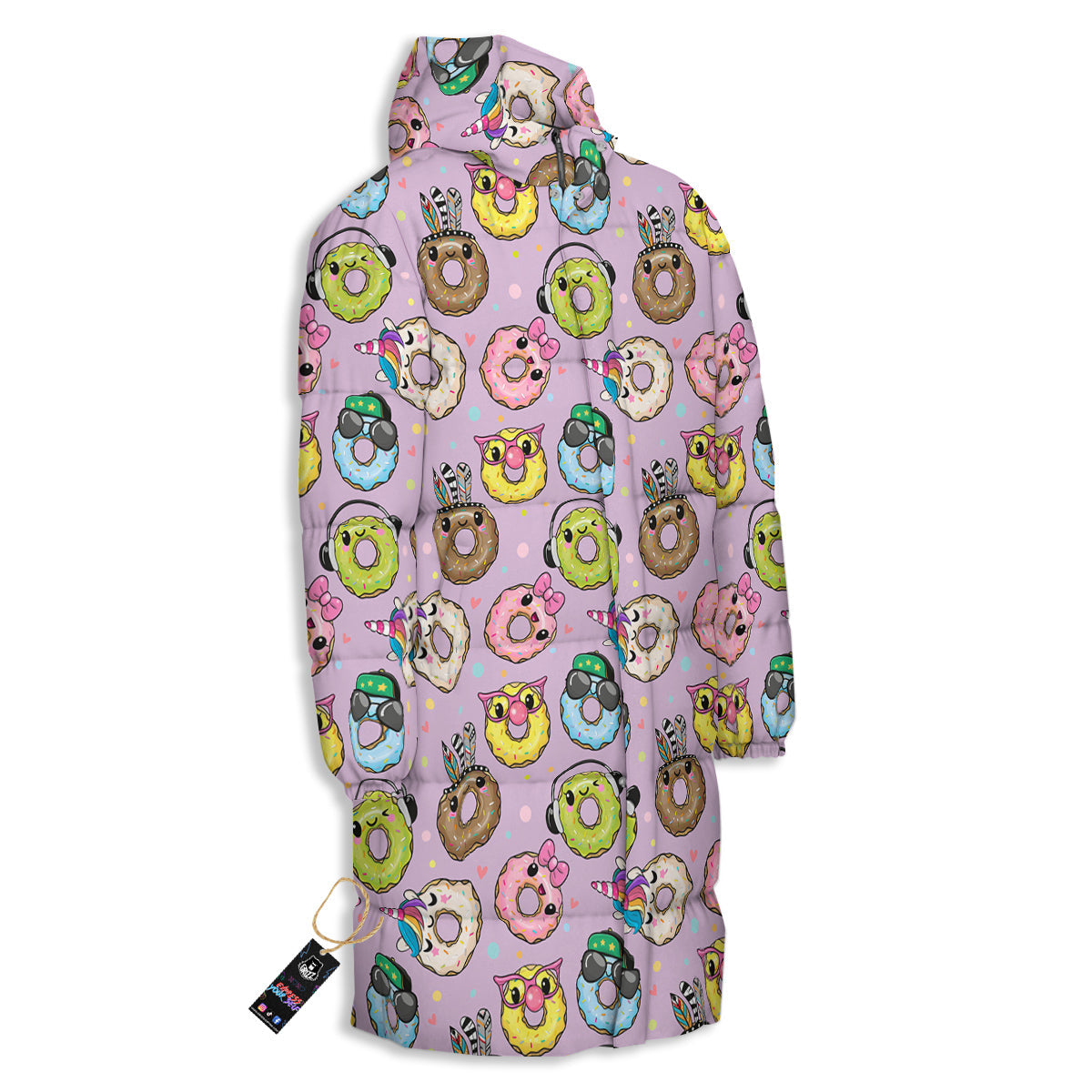 Donut Cute Print Pattern Long Down Jacket-grizzshop