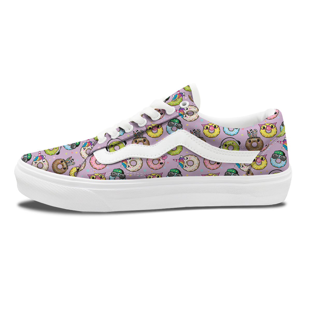 Donut Cute Print Pattern Skate Shoes-grizzshop