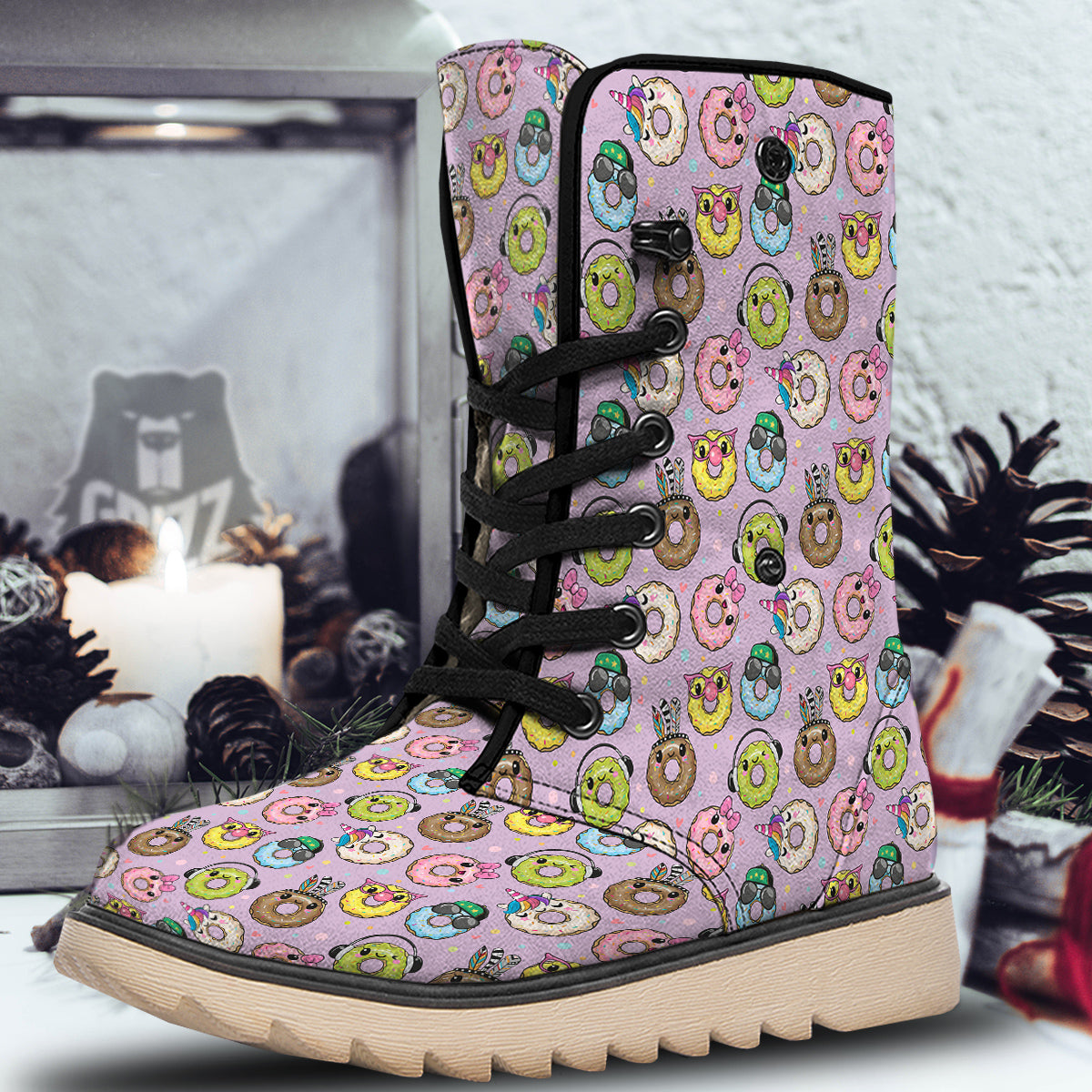 Donut Cute Print Pattern Snow Boots-grizzshop