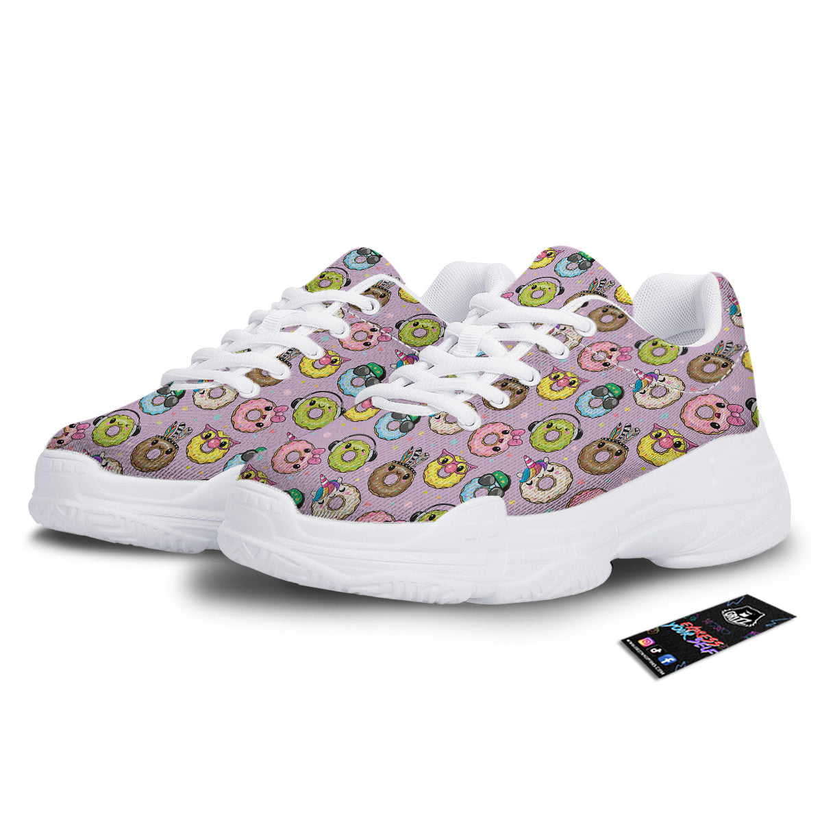Donut Cute Print Pattern White Chunky Shoes-grizzshop