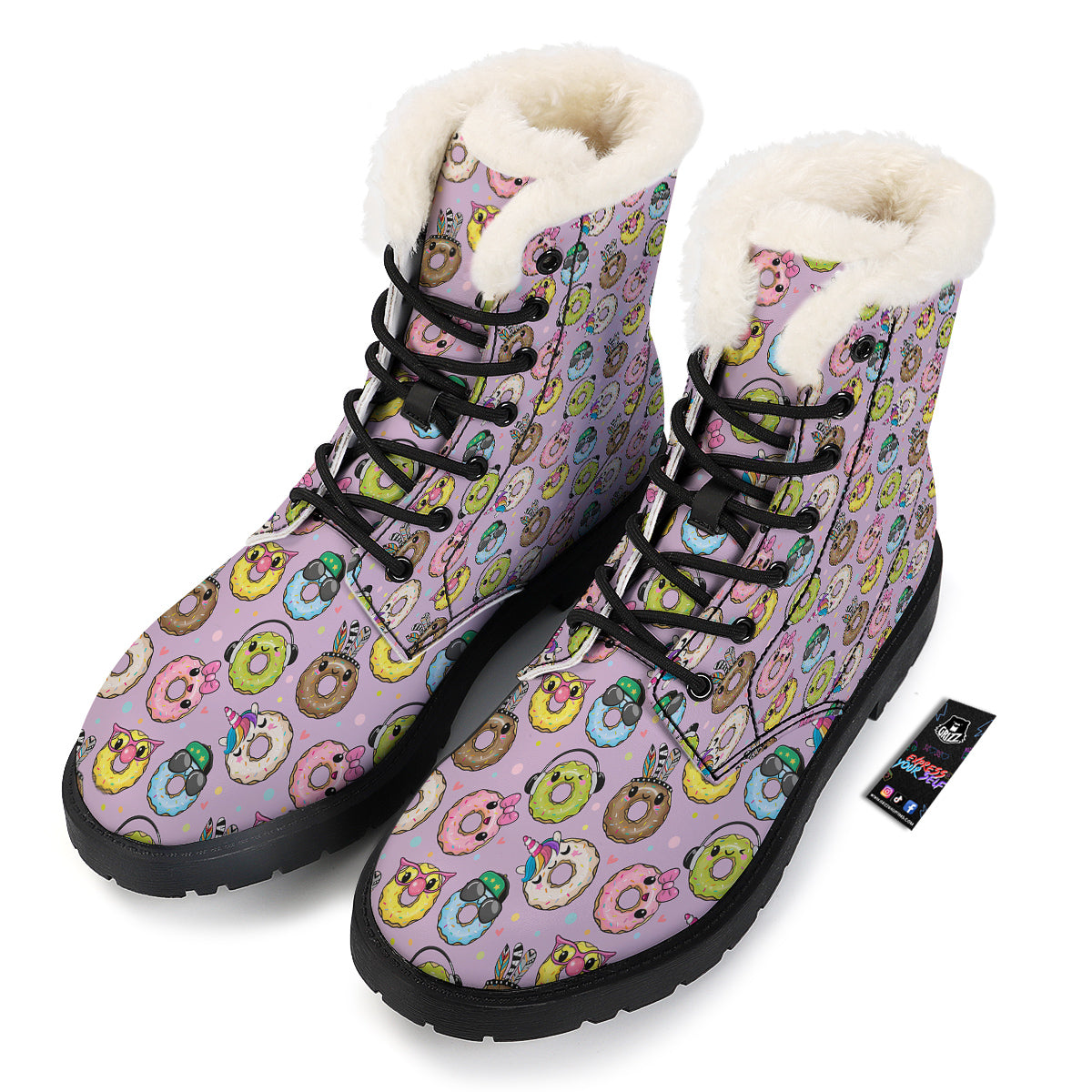Donut Cute Print Pattern Winter Boots-grizzshop