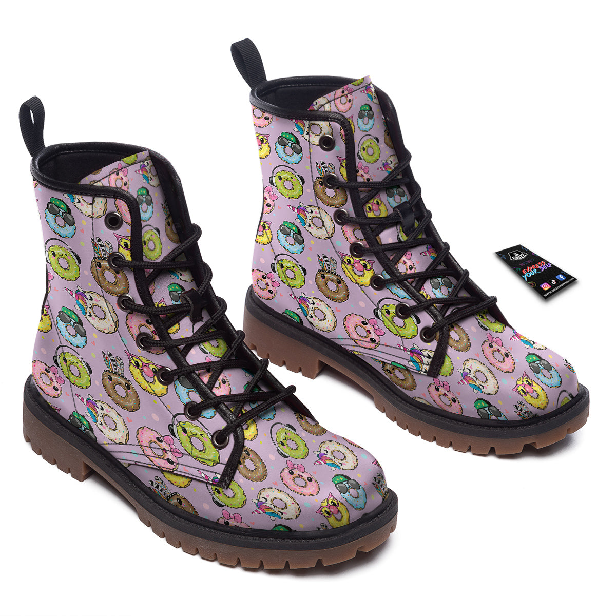 Donut Cute Print Pattern Work Boots-grizzshop