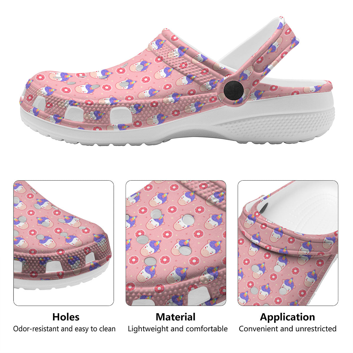 Donut Girly Unicorn Print Pattern Clog-grizzshop