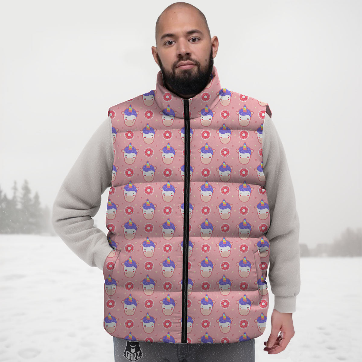 Donut Girly Unicorn Print Pattern Down Vest
