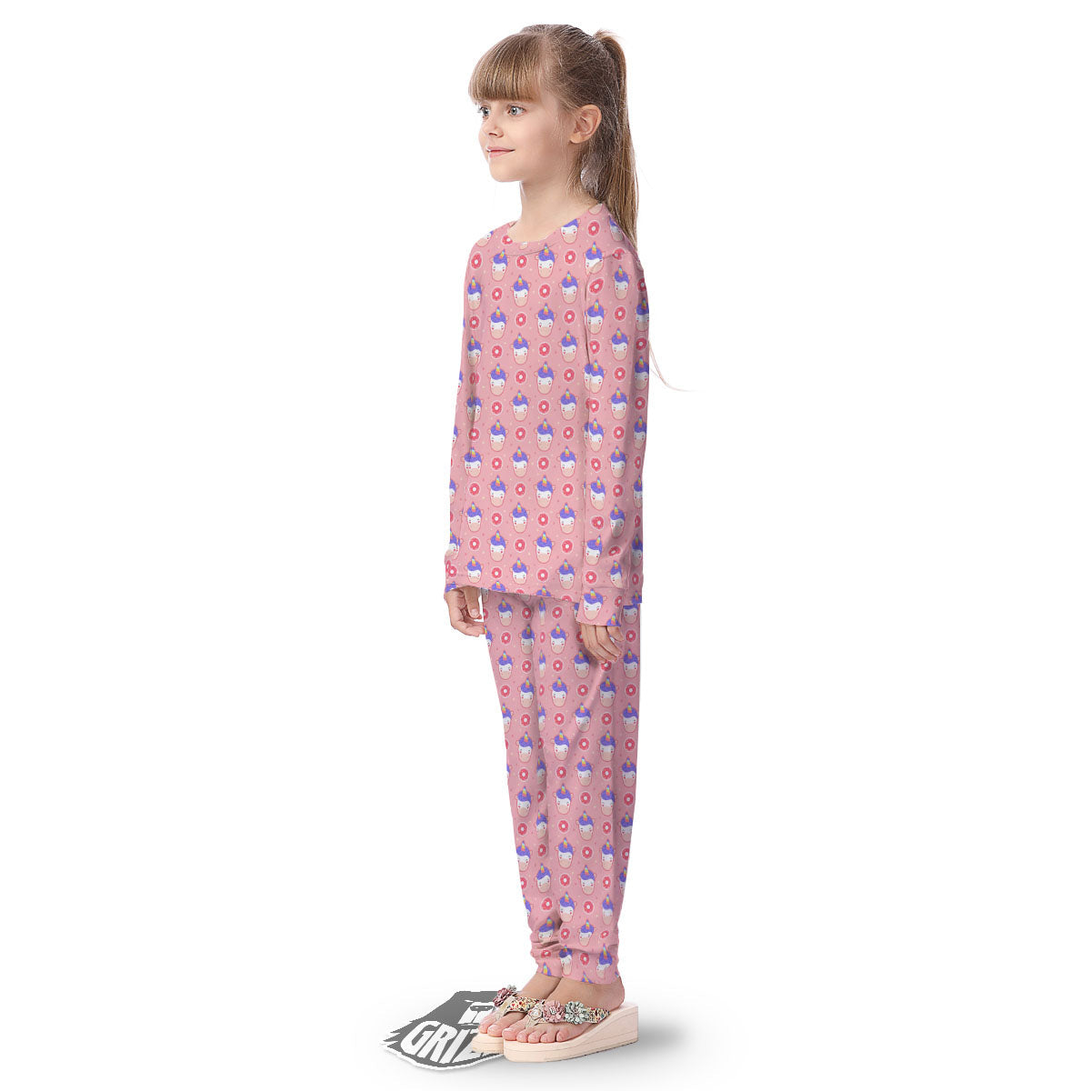 Donut Girly Unicorn Print Pattern Kid's Pajamas-grizzshop