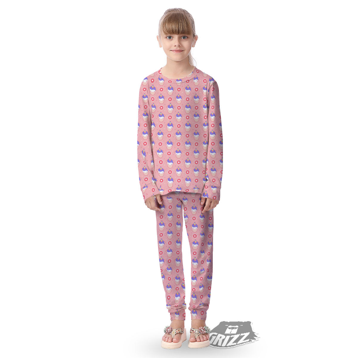 Donut Girly Unicorn Print Pattern Kid's Pajamas-grizzshop