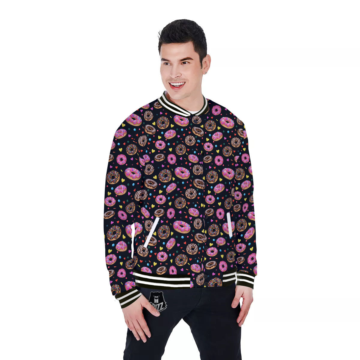 Donut Glaze Print Pattern Baseball Jacket-grizzshop