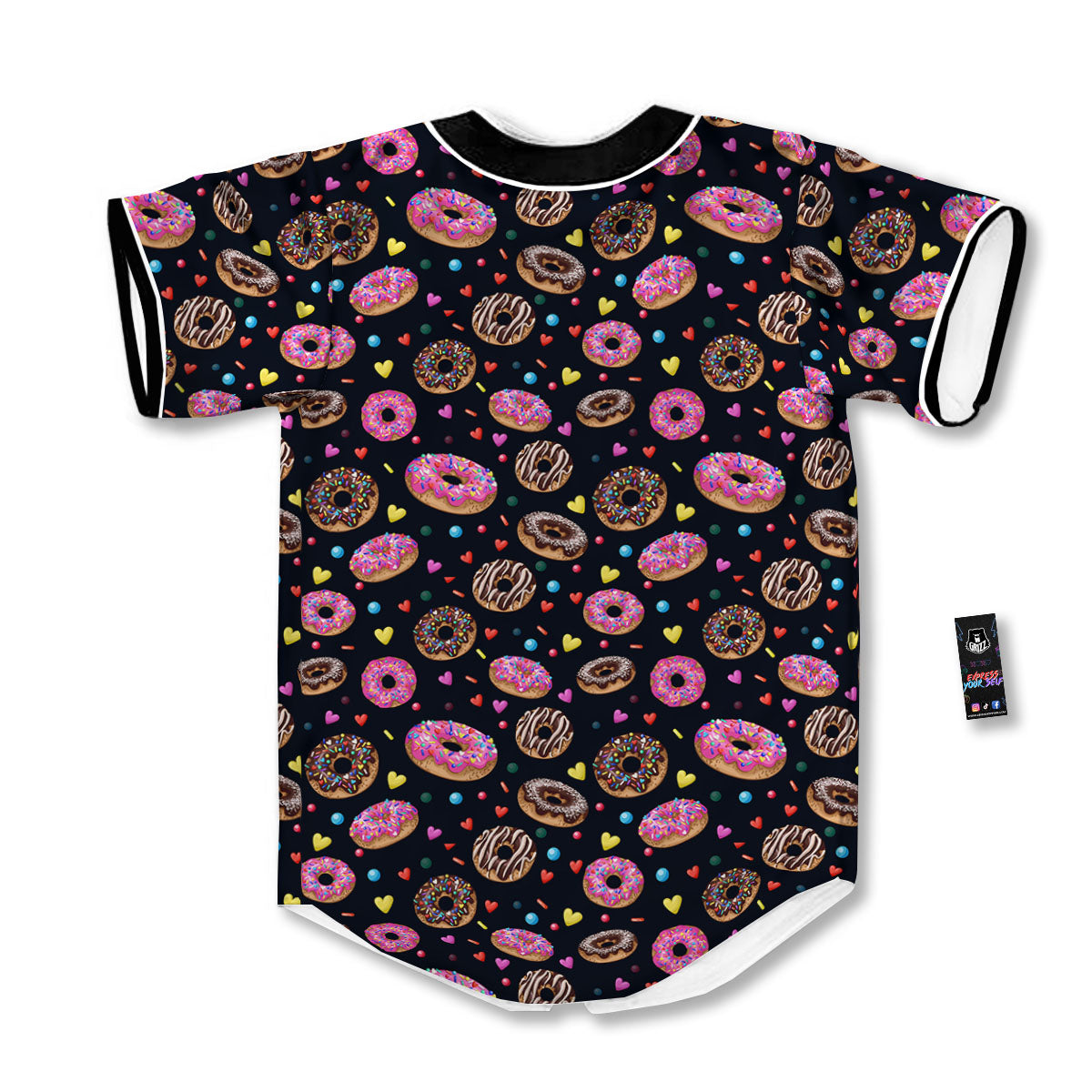 Donut Glaze Print Pattern Baseball Jersey-grizzshop