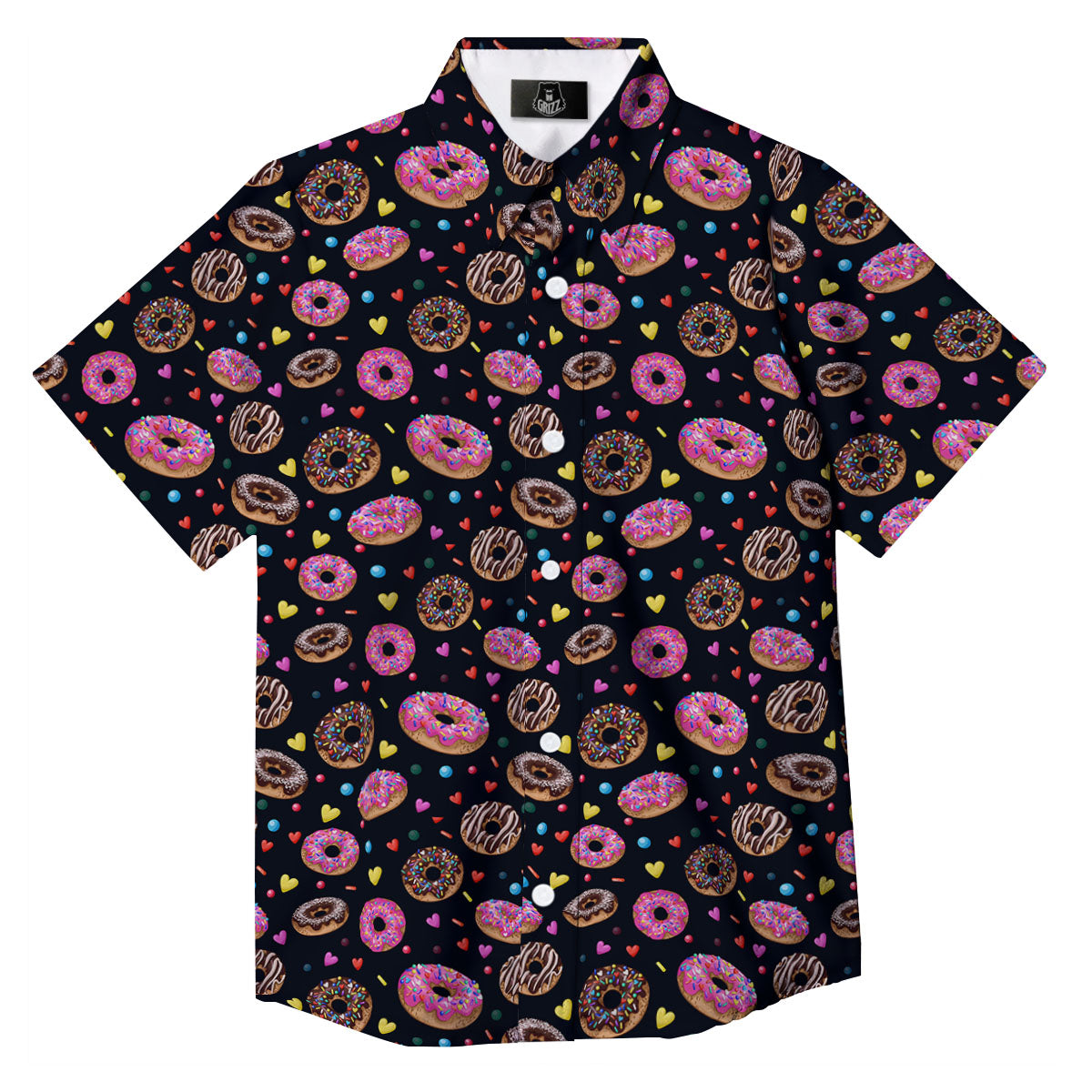 Donut Glaze Print Pattern Button Up Shirt-grizzshop