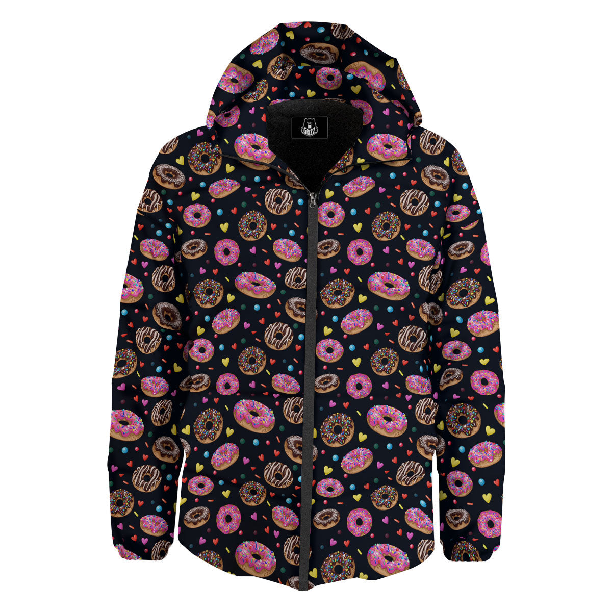 Donut Glaze Print Pattern Down Jacket-grizzshop