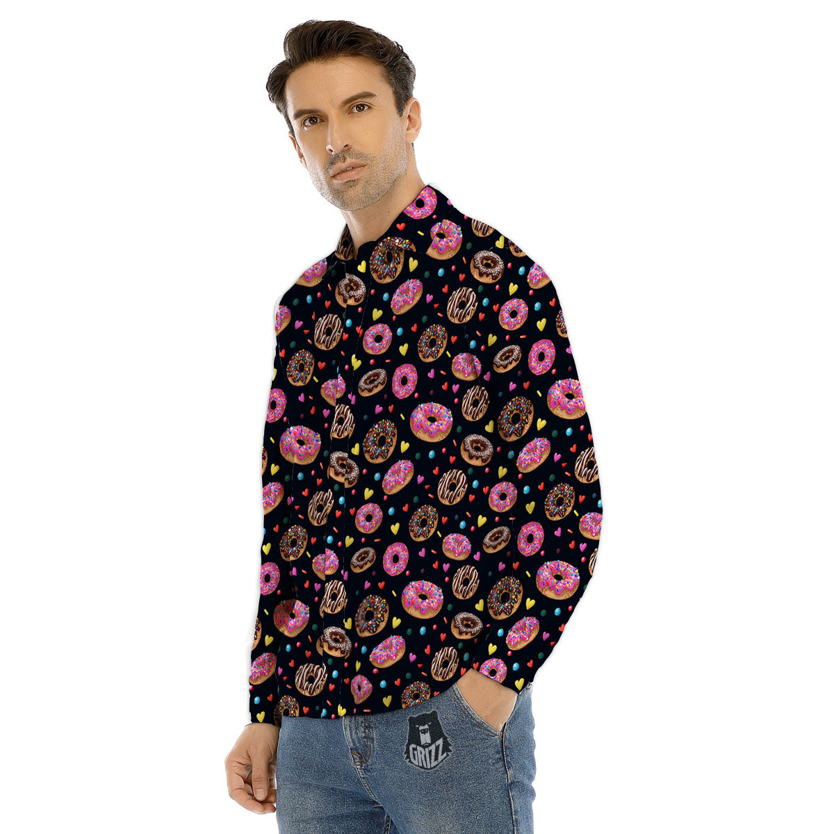 Donut Glaze Print Pattern Men's Dress Shirts-grizzshop
