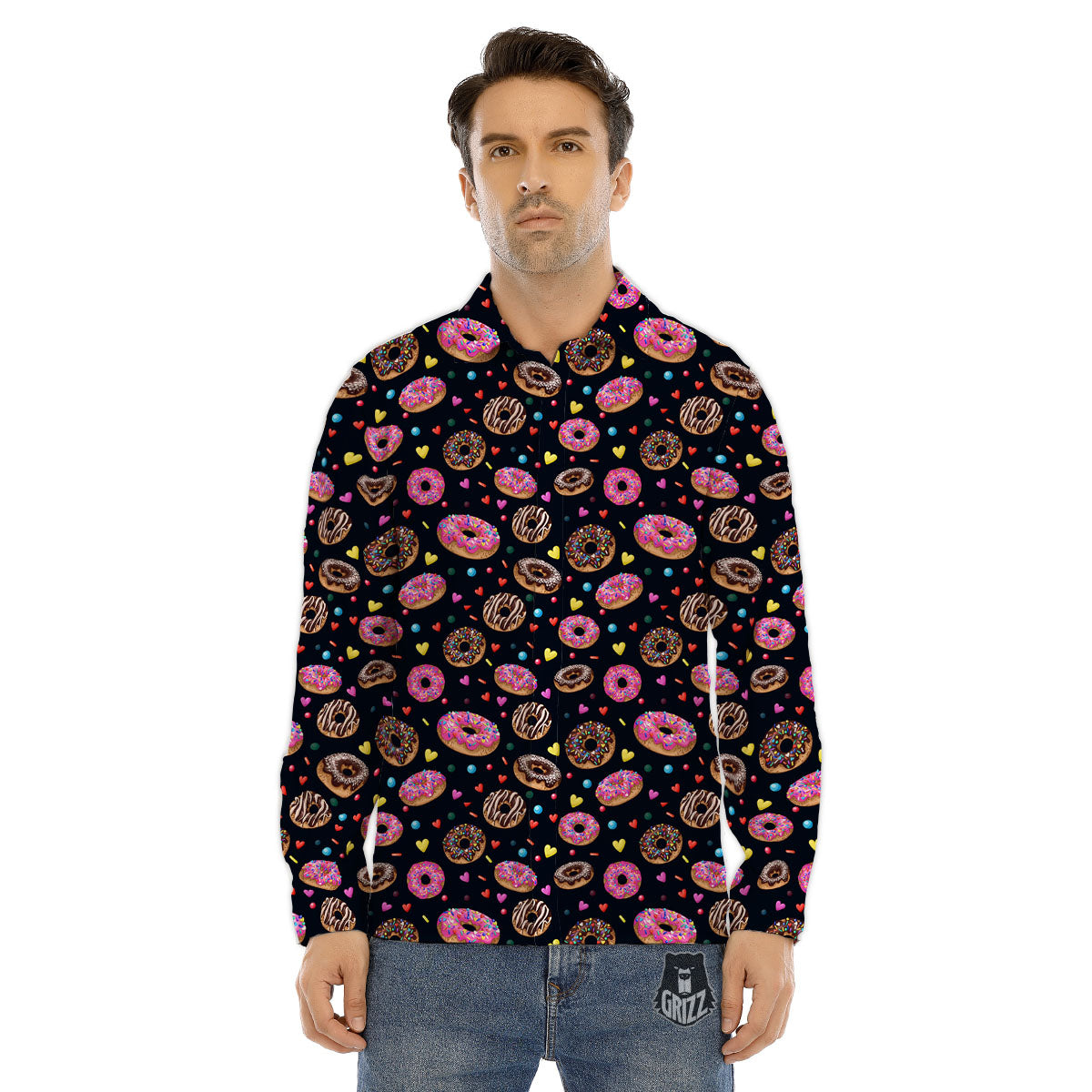 Donut Glaze Print Pattern Men's Dress Shirts-grizzshop