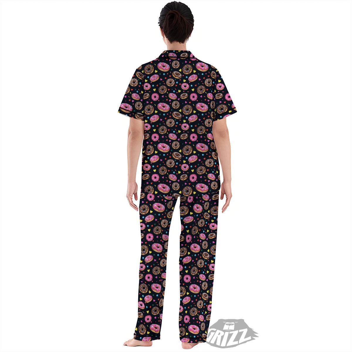Donut Glaze Print Pattern Women's Pajamas Set-grizzshop