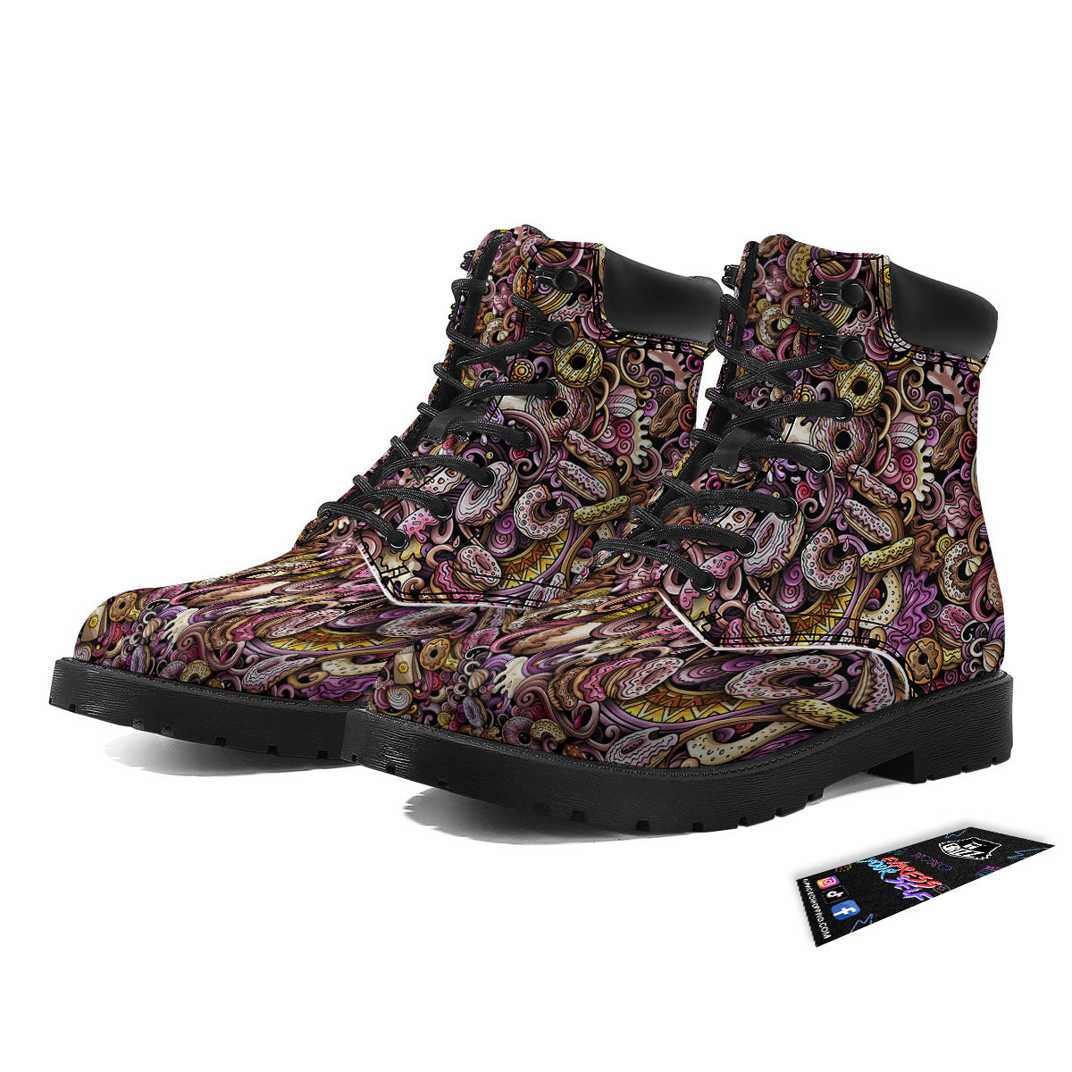 Donut Graffiti Print Pattern Boots-grizzshop