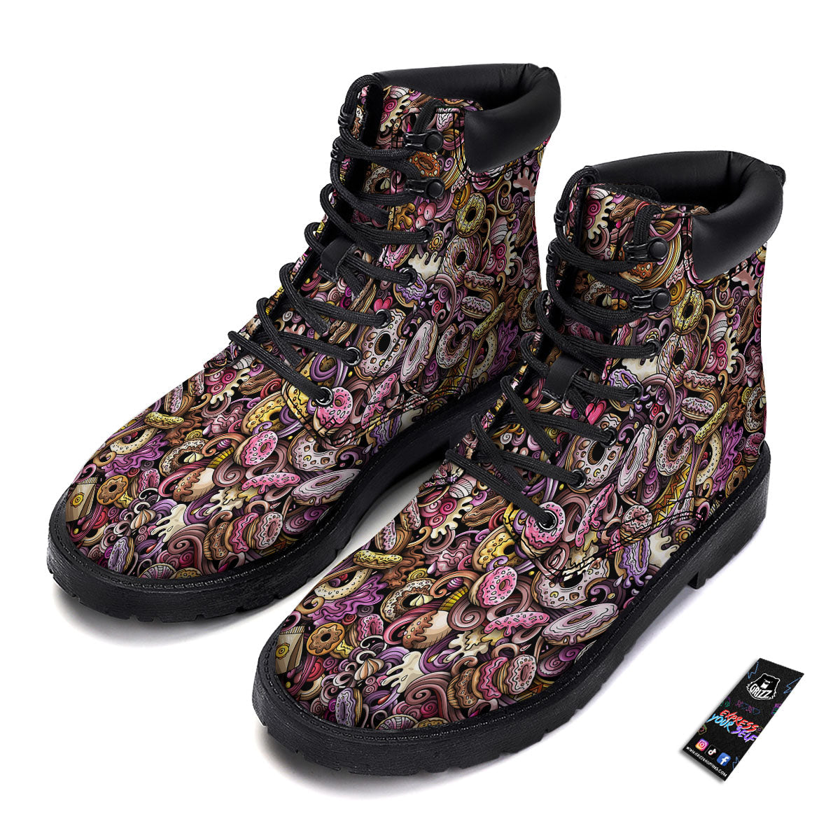 Donut Graffiti Print Pattern Boots-grizzshop