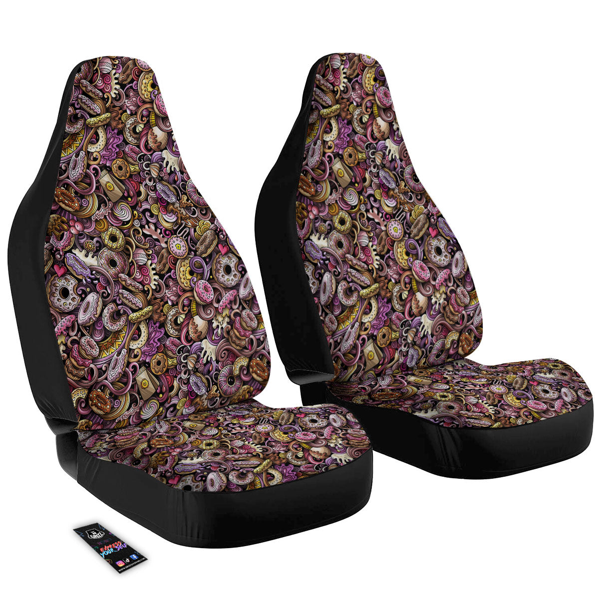 Donut Graffiti Print Pattern Car Seat Covers-grizzshop