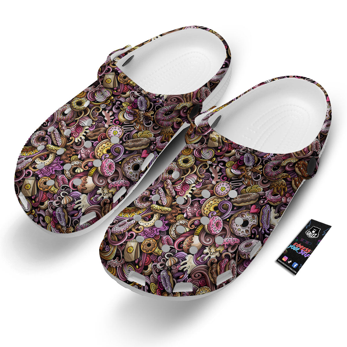 Donut Graffiti Print Pattern Clog-grizzshop