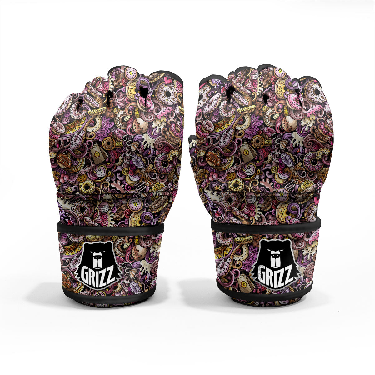 Donut Graffiti Print Pattern MMA Gloves-grizzshop