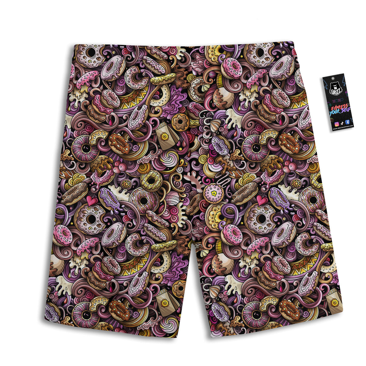 Doodle Dog Orange Print Pattern Men's Athletic Shorts