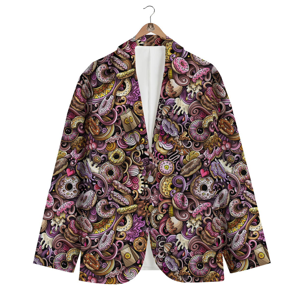 Donut Graffiti Print Pattern Men's Blazer-grizzshop