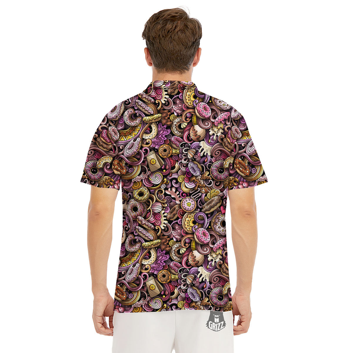 Donut Graffiti Print Pattern Men's Golf Shirts-grizzshop