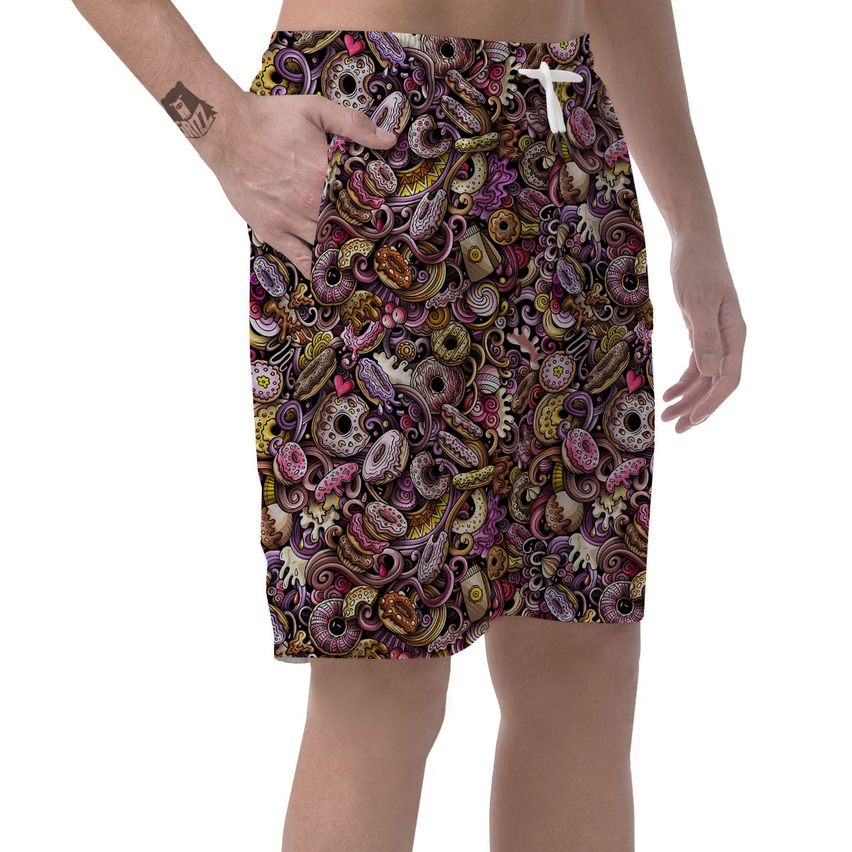 Donut Graffiti Print Pattern Men's Shorts-grizzshop