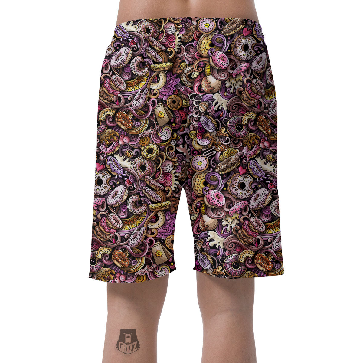 Donut Graffiti Print Pattern Men's Shorts-grizzshop