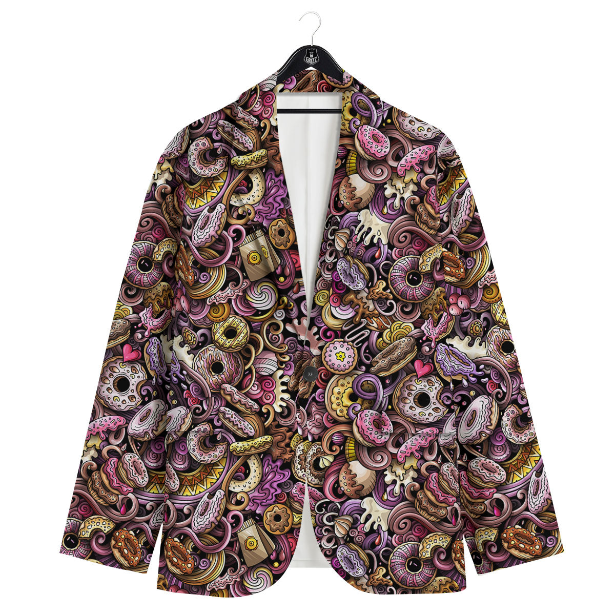 Donut Graffiti Print Pattern Men's Sport Coat-grizzshop