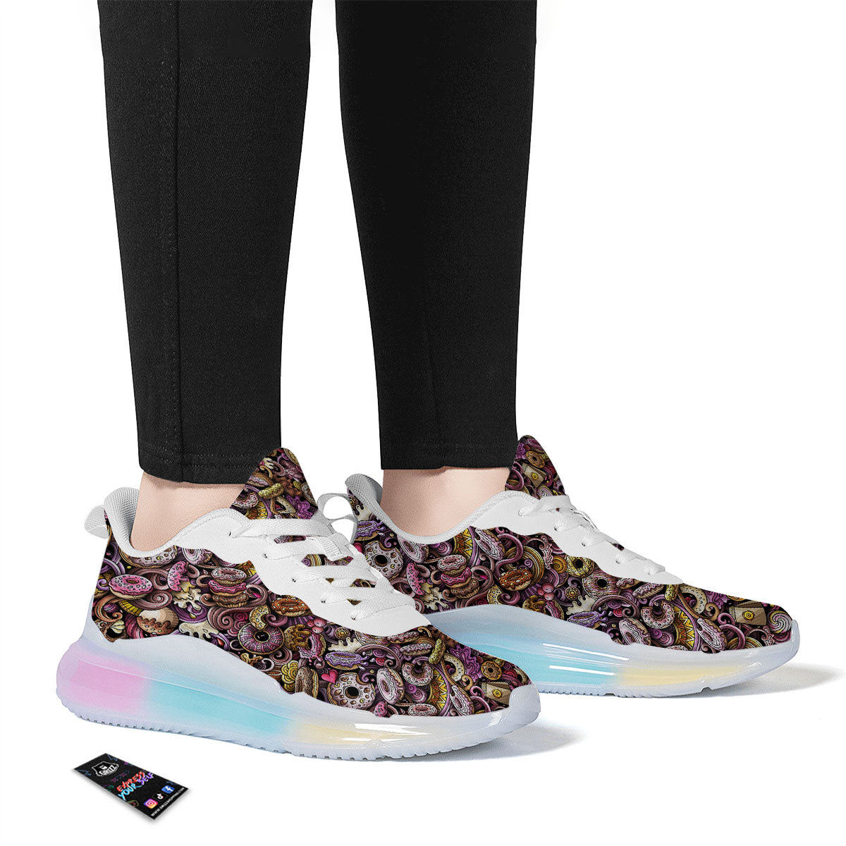 Donut Graffiti Print Pattern Running Sneakers-grizzshop