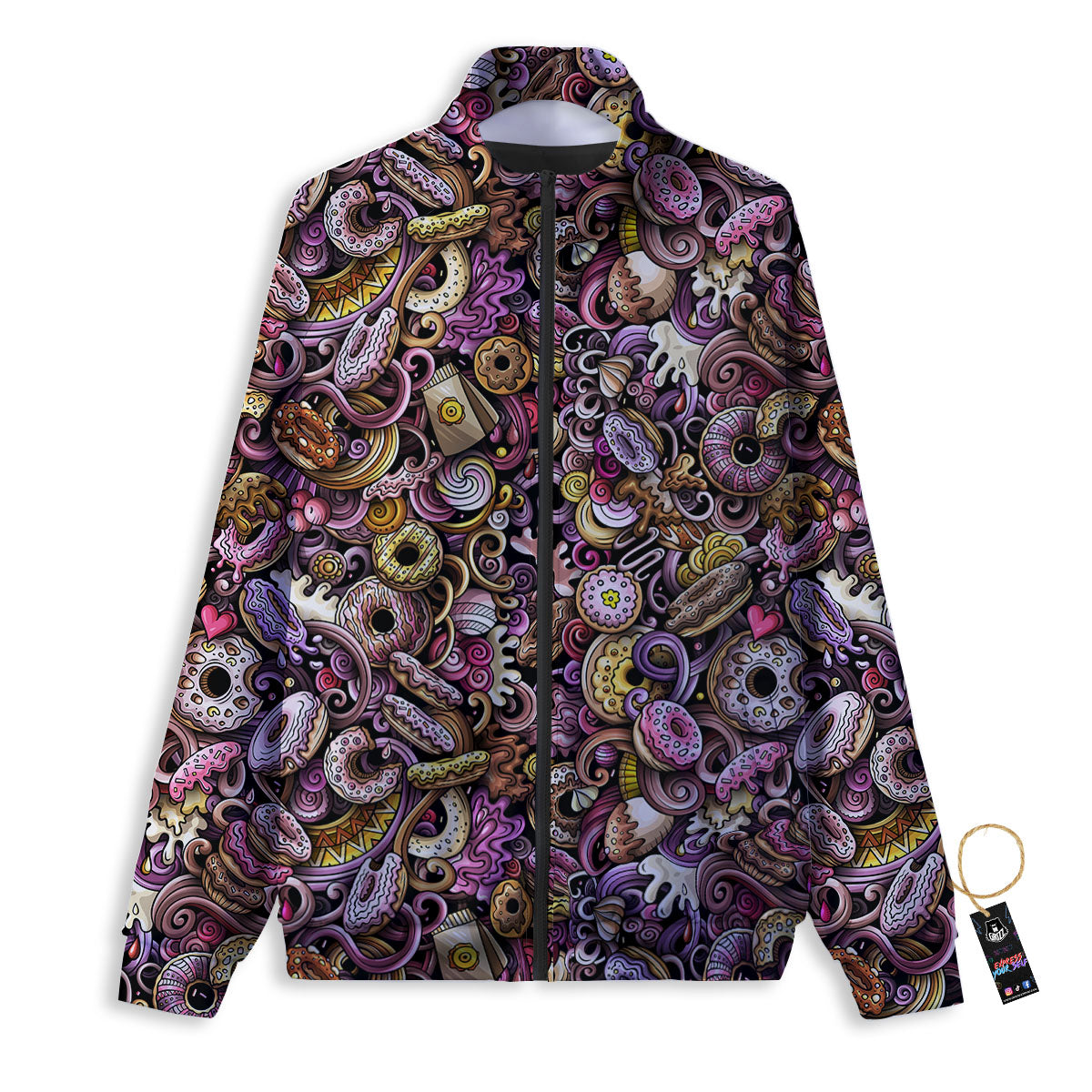 Donut Graffiti Print Pattern Track Jacket-grizzshop