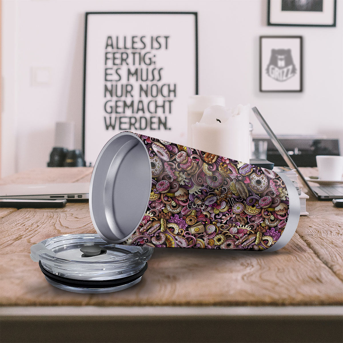 Donut Graffiti Print Pattern Tumbler-grizzshop