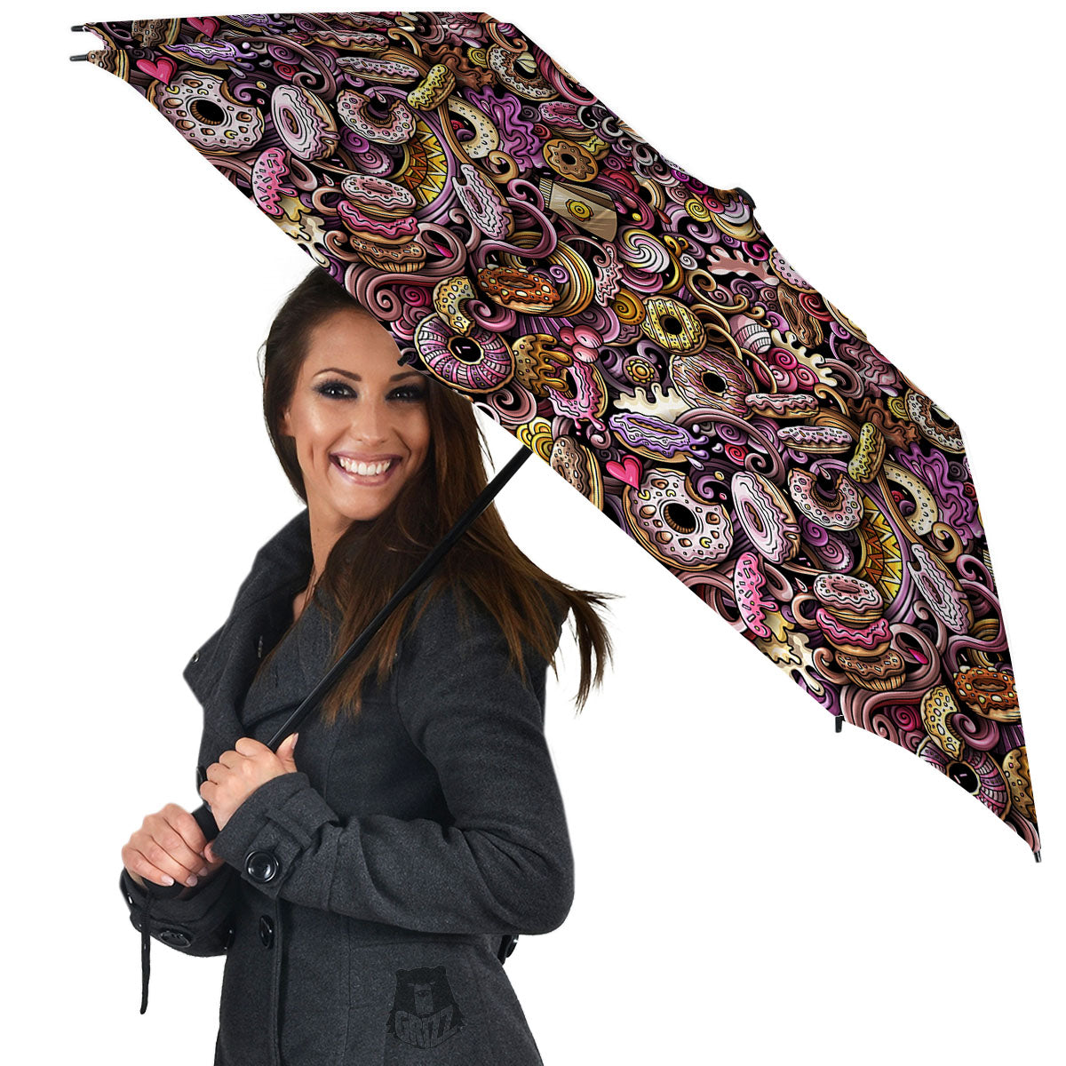 Donut Graffiti Print Pattern Umbrella-grizzshop