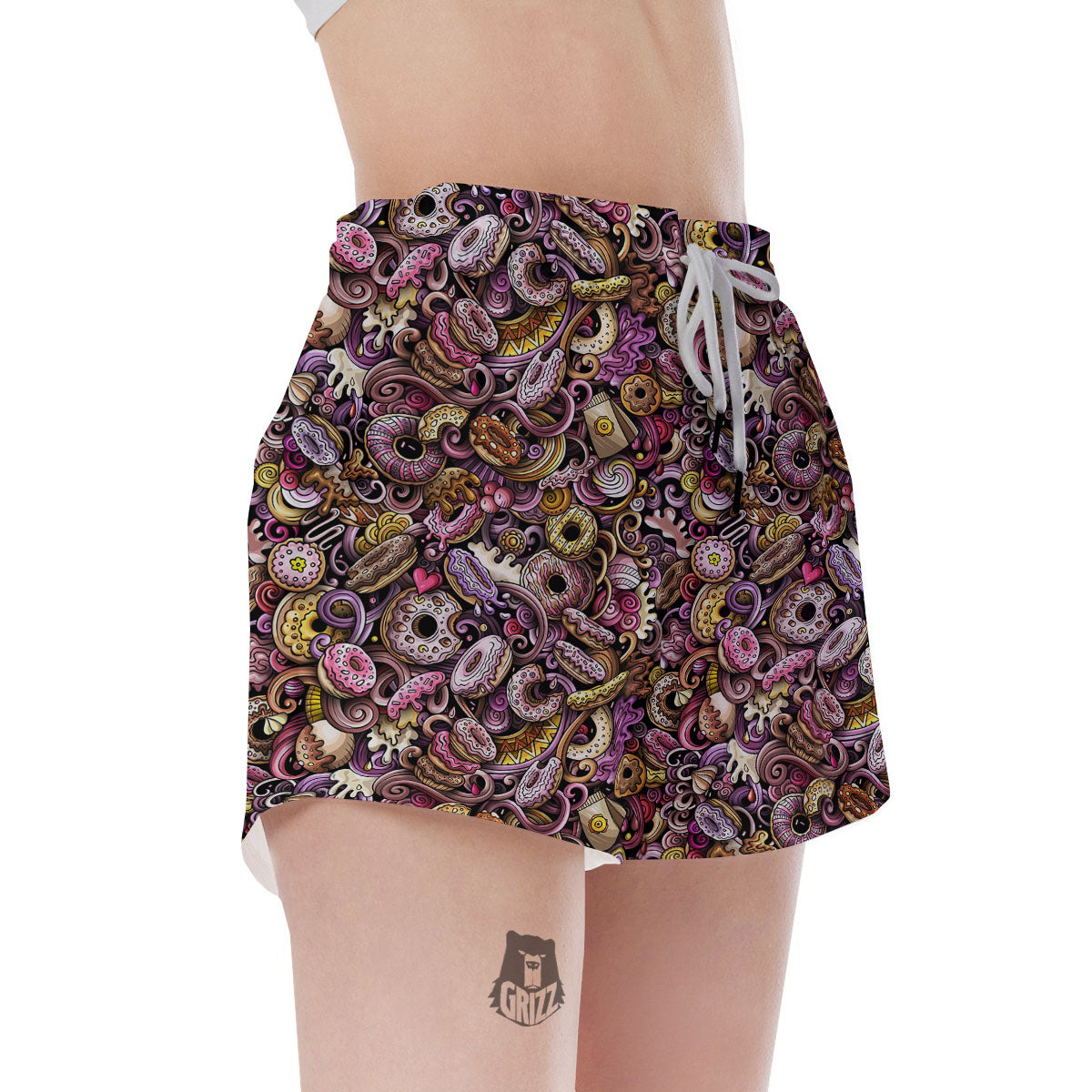 Donut Graffiti Print Pattern Women's Shorts-grizzshop