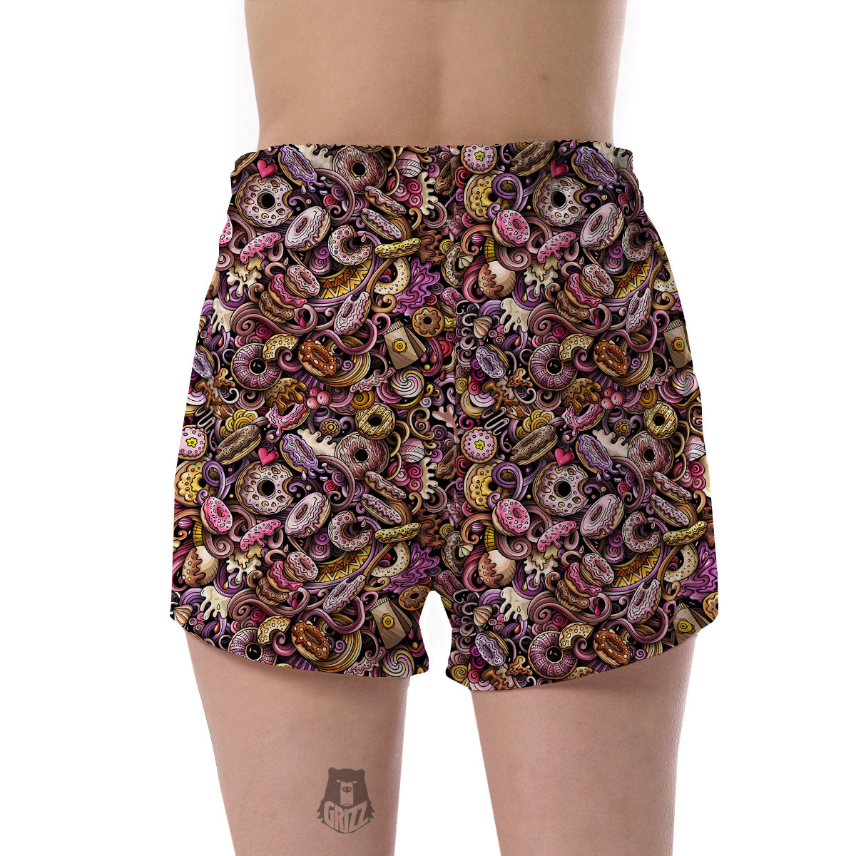 Donut Graffiti Print Pattern Women's Shorts-grizzshop